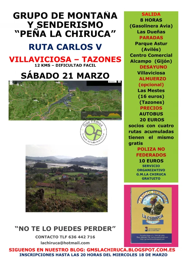 Grupo de Montaña La Chiruca: Ruta Carlos V entre Villaviciosa y Tazones (CANCELADO)
