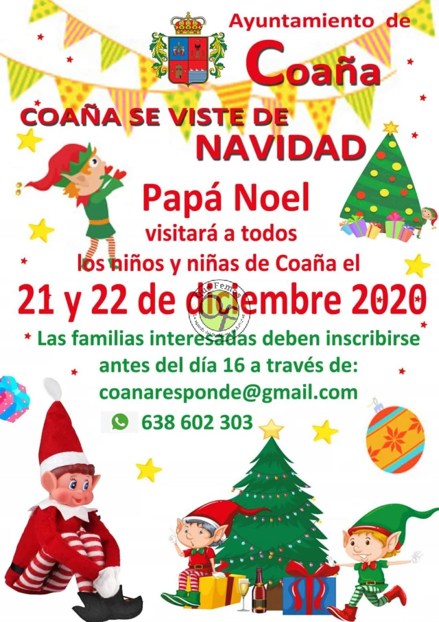 Papá Noel visitará Coaña los días 21 y 22 de diciembre