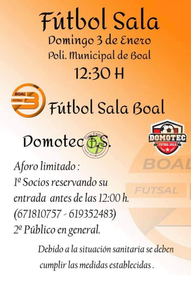 Fútbol Sala Boal y Domotec F.S. se enfrentan en Boal