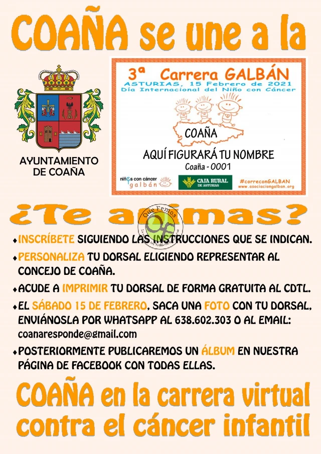 III Carrera Galbán virtual contra el Cáncer contra el cáncer infantil 2021 en Coaña