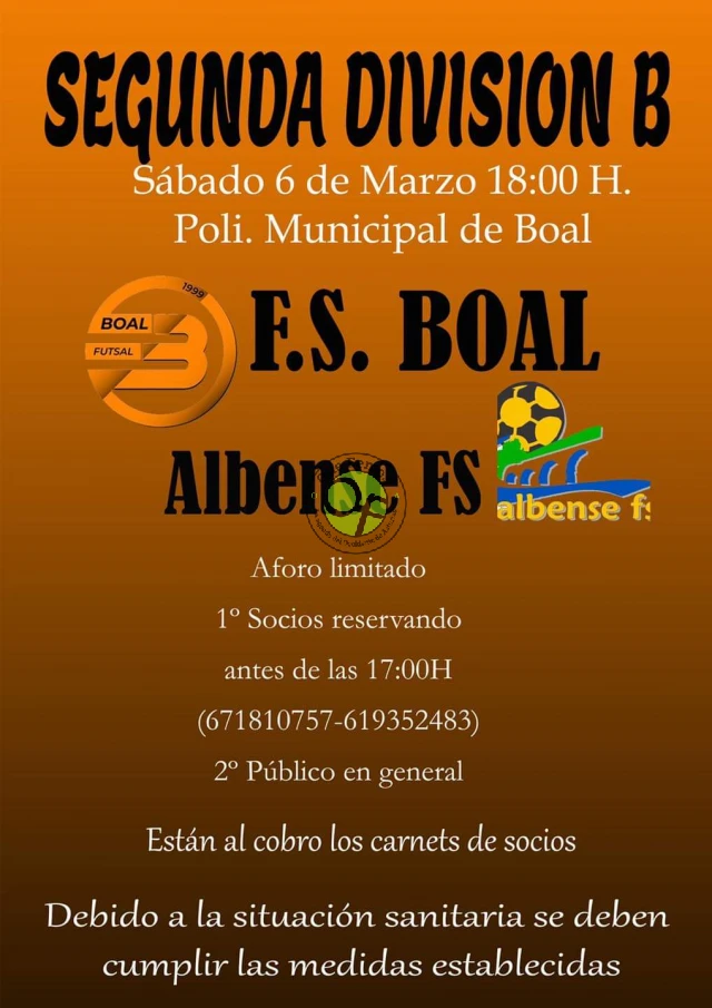 El Fútbol Sala Boal recibe al Albense F.S.