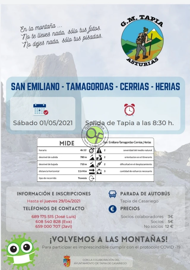 Grupo de Montaña Marqués de Casariego de Tapia: Ruta San Emiliano-Tamagordas-Cernías-Heirías