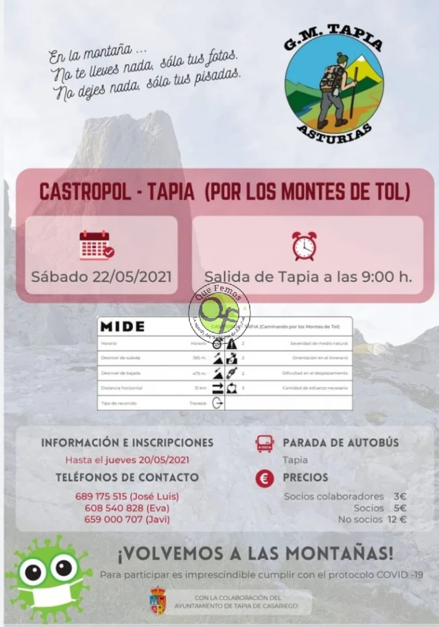 Grupo de Montaña de Tapia: ruta por los montes de Tol