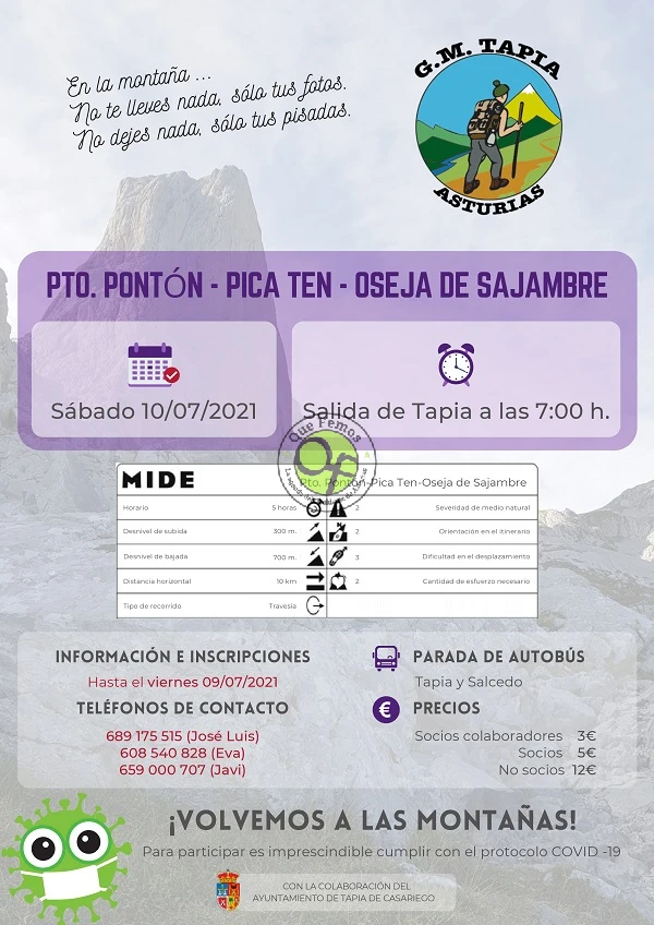 Grupo de Montaña Marqués de Casariego: Puerto Pontón-Pica Ten-Oseja de Sajambre