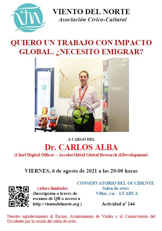 Carlos Alba ofrecerá una conferencia en Valdés