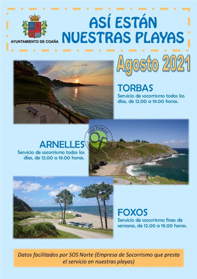 Playas de Coaña: servicio de socorrismo en agosto 2021