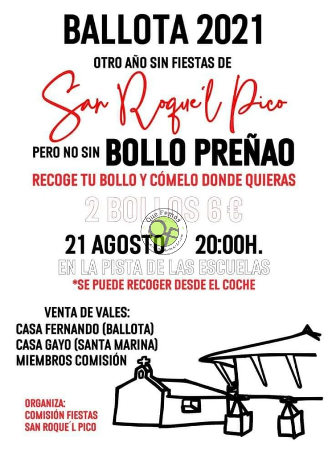 Sin Fiestas de San Roque'l Pico en Ballota 2021 pero con bollo preñao