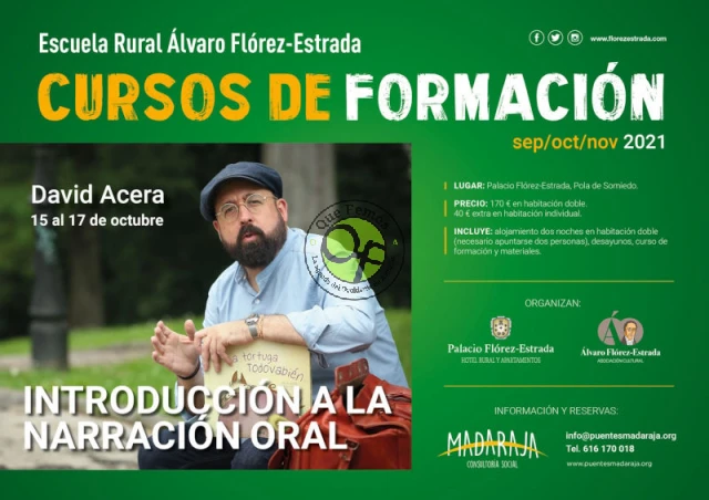 David Acera imparte un curso de narración oral en la Escuela Rural Álvaro Flórez-Estrada