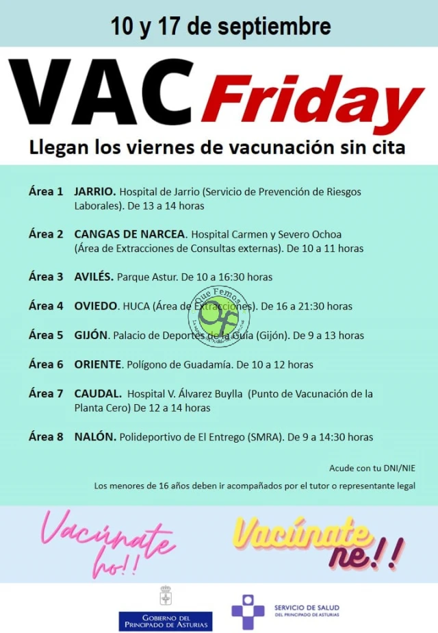 VACFriday: viernes de vacunación sin cita en Asturias