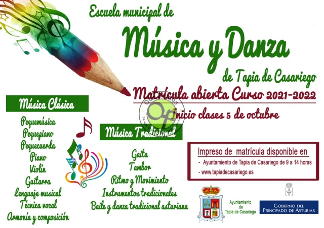 Abierto el plazo de matrícula en la Escuela Municipal de Música de Tapia de Casariego