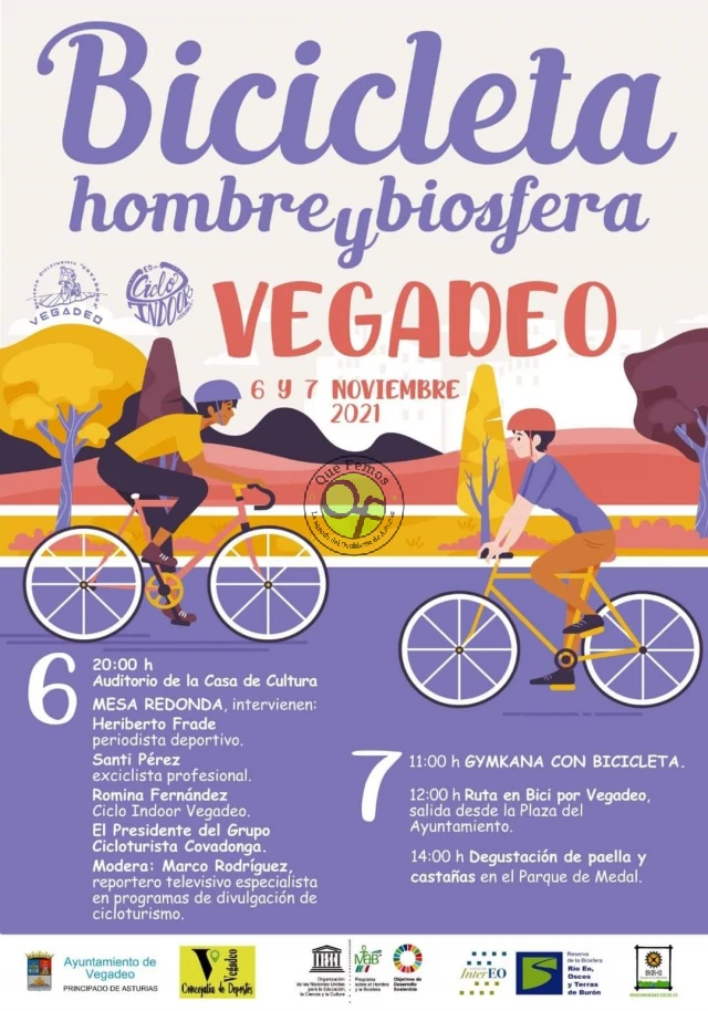 Bicicleta hombre y biosfera en Vegadeo