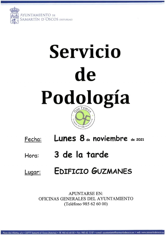 Servicio de podología en San Martín de Oscos