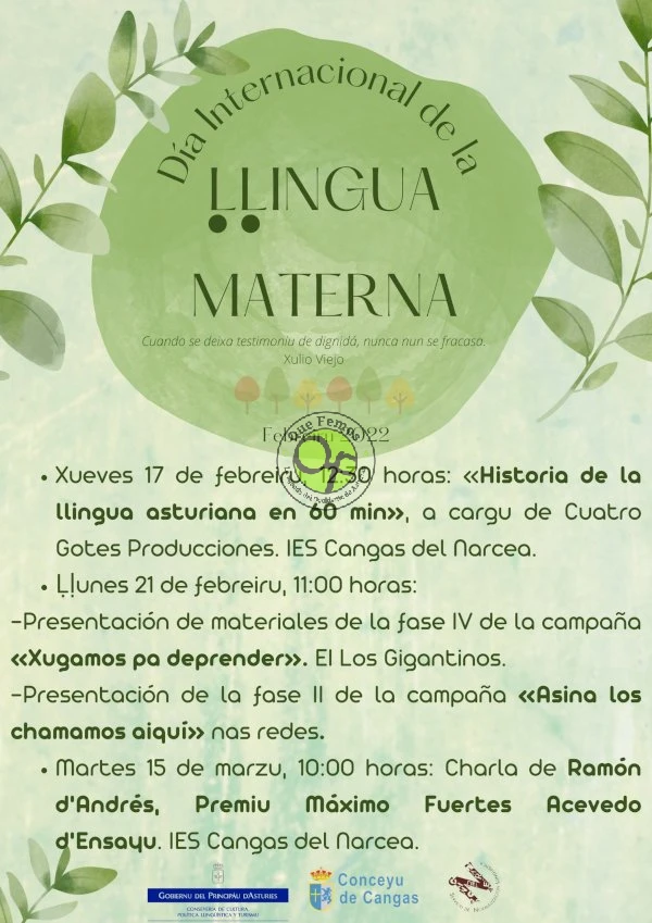 Actividades del Día Internacional de la Llingua Materna en Cangas del Narcea