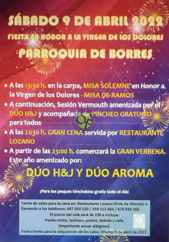 Fiesta de la Virgen de los Dolores 2022 en la Parroquia de Borres