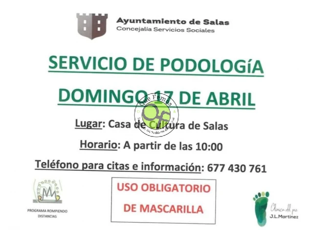 Servicio de podología en Salas: abril 2022