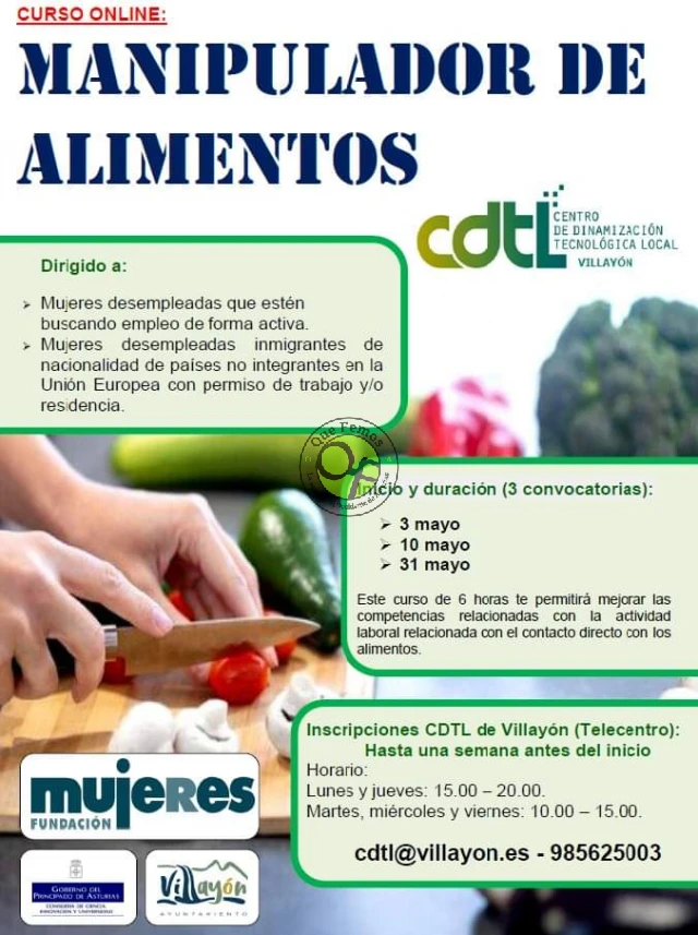 Curso online de manipulador de alimentos en Villayón