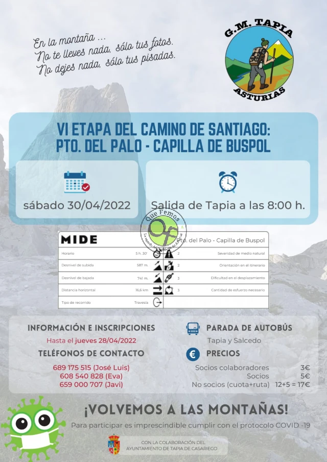 Grupo de Montaña de Tapia: VI etapa Camino de Santiago
