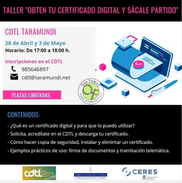 Taller en Taramundi: Obtén tu certificado digital y sácale partido