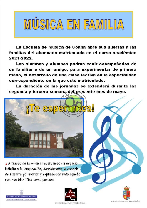 La Escuela de Música de Coaña celebra el Día de la Familia con esta iniciativa