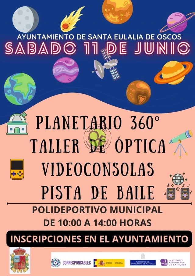 Planetario 360º, taller de óptica, videoconsolas y baile en Santalla