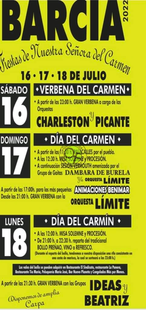 Fiestas de Nuestra Señora del Carmen 2022 en Barcia
