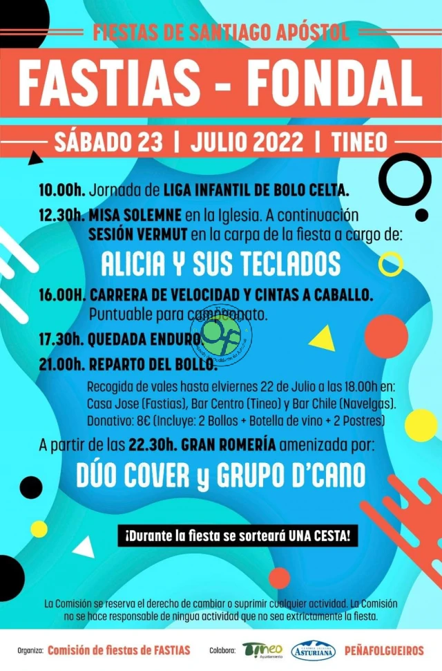 Fiestas de Santiago Apóstol 2022 en Fastias y Fondal