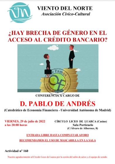 Pablo de Andrés hablará sobre brecha de género en el crédito bancario