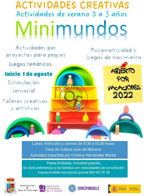 Actividades creativas de verano para infancia en Tapia de Casariego