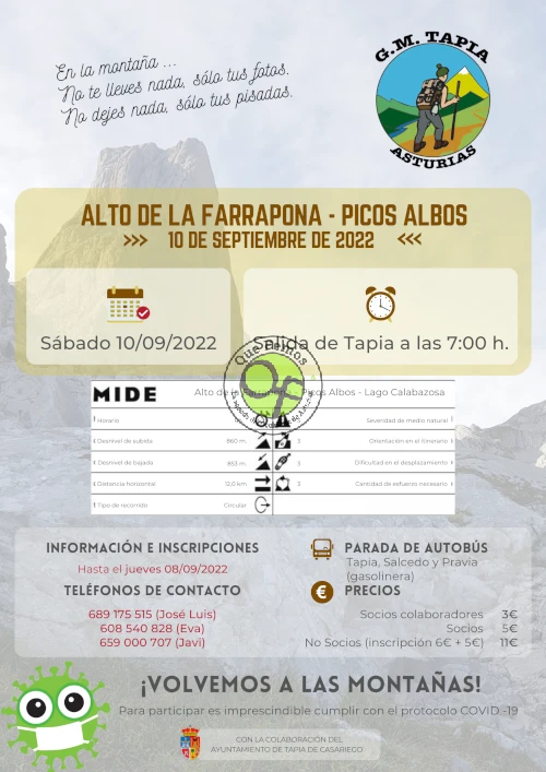 Grupo de Montaña Marqués de Casariego de Tapia: Ruta Alto de la Farrapona-Picos Albos