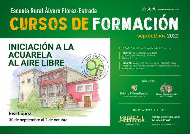 Cursos de formación en la Escuela Rural Álvaro Flórez-Estrada: Iniciación a la acuarela al aire libre