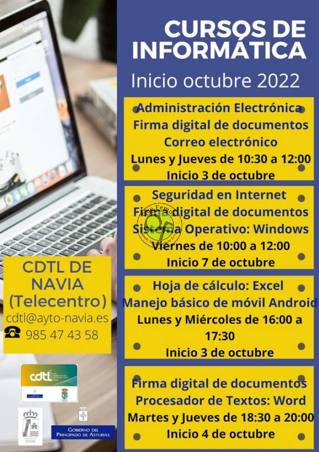 Cursos de informática en el CDTL de Navia: inicio en octubre 2022