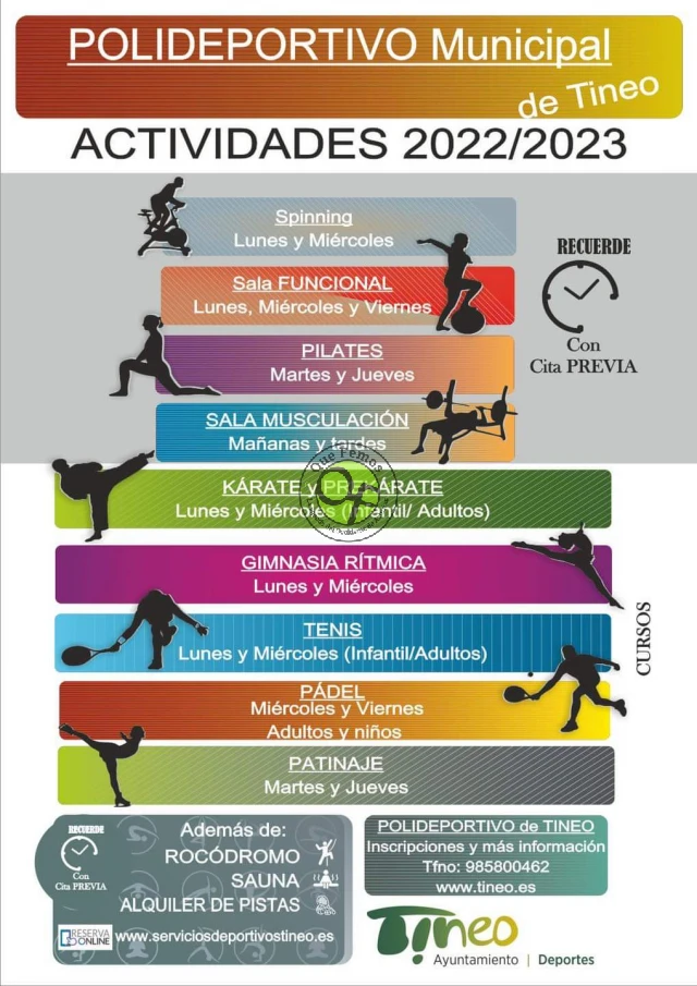 Actividades en el polideportivo de Tineo: temporada 2022-2023
