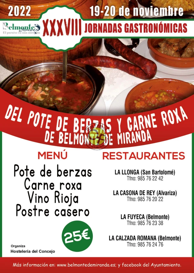 XXXVIII Jornadas gastronómicas del pote de berzas y carne roxa en Belmonte de Miranda