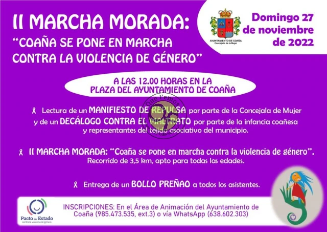 Coaña se pone en marcha contra la violencia de género con su II Marcha Morada