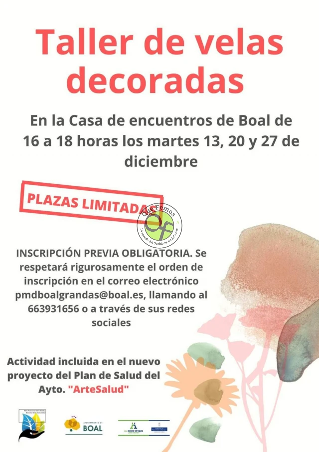 El Plan de Salud del Ayuntamiento de Boal continúa con un taller de velas decoradas en Boal
