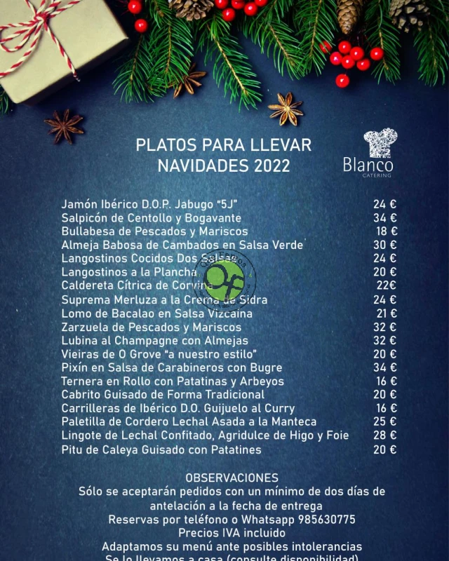 Hotel Blanco Spa: platos para llevar Navidades 2022