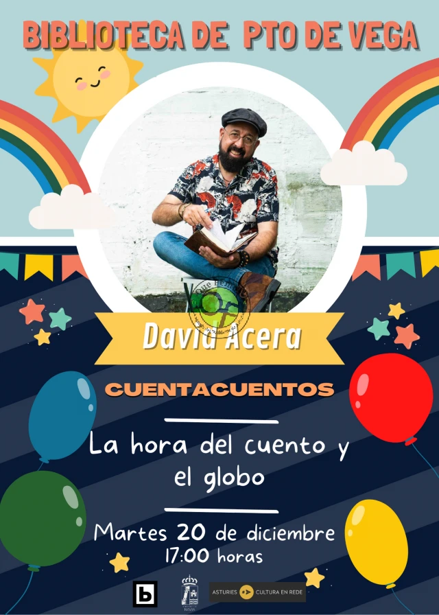 La hora del cuento y del globo se vivirá en la Biblioteca de Puerto de Vega de la mano de  David Acera