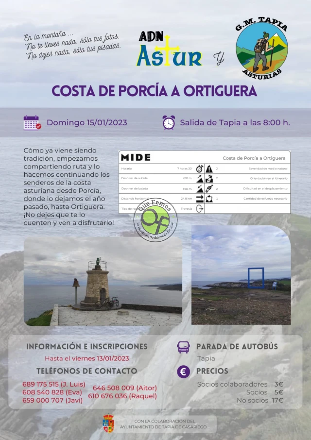 Grupo de Montaña de Tapia: ruta costera Porcía a Ortiguera