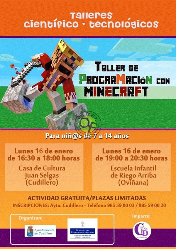 Taller de programación con Minecraft en Cudillero y Oviñana