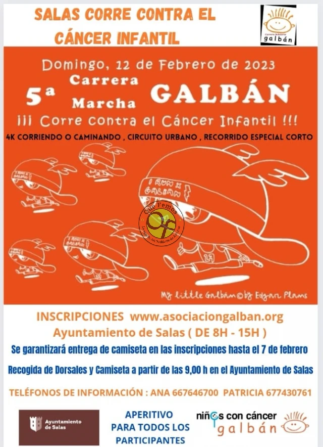 V Carrera Galbán 2023 en Salas ¡Corre contra el cáncer infantil!