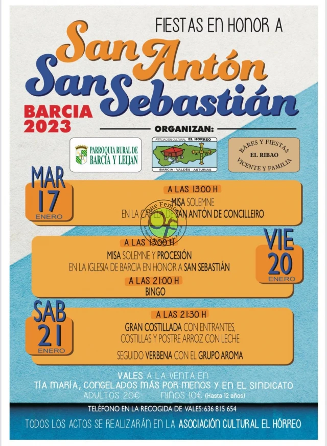Fiestas en honor a San Antón y San Sebastián 2023 en Barcia