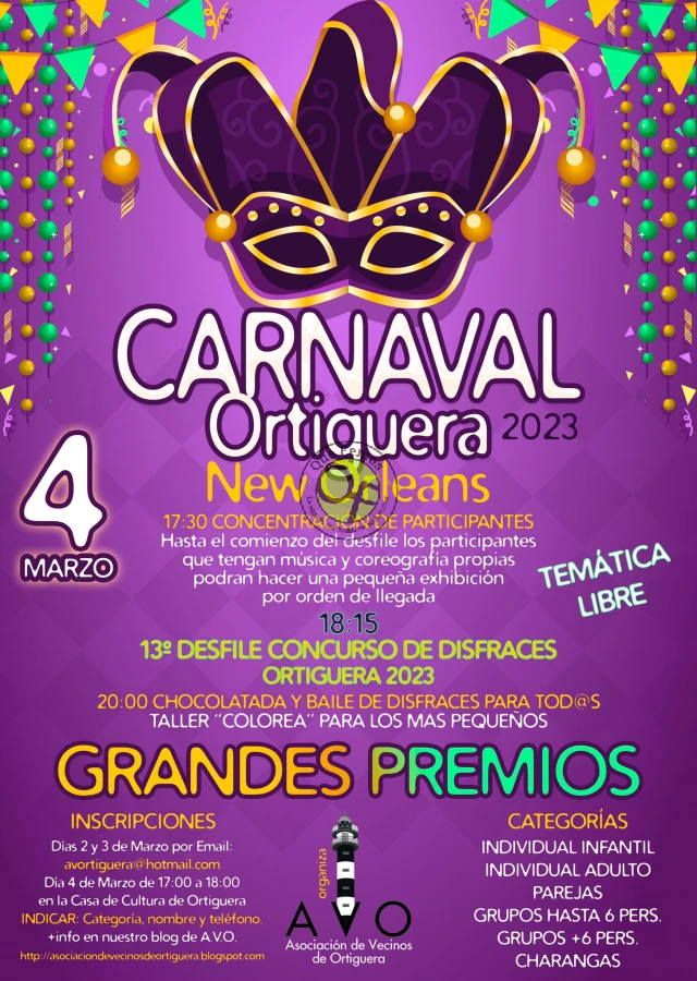 Carnaval 2023 en Ortiguera con la fiesta New Orleans