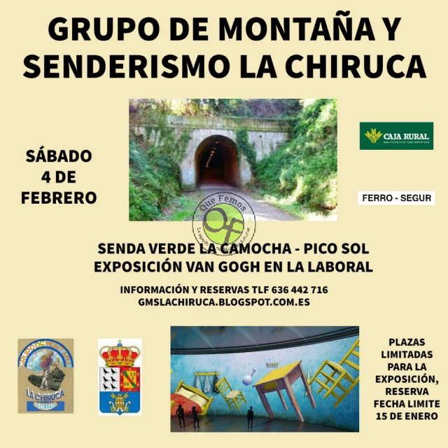 Grupo de Montaña La Chiruca: Senda Verde La Camocha, comida y exposición 