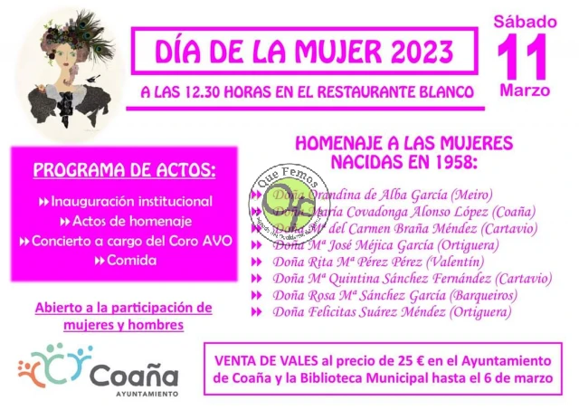 Coaña celebra el Día de la Mujer 2023 en el Restaurante Blanco