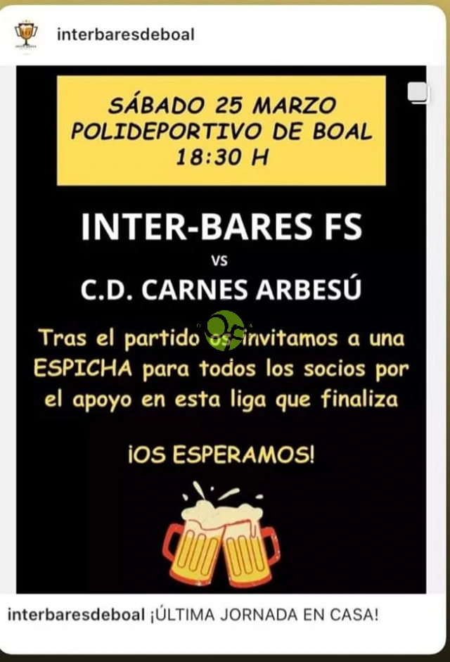 El Inter-Bares F.S. recibe al C.D.Carnes Arbesú