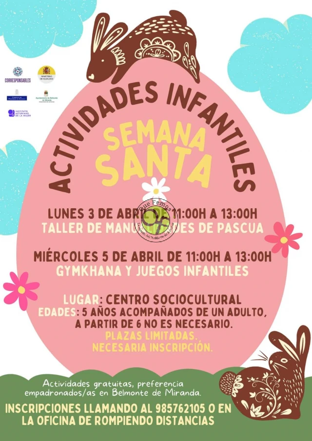 Actividades infantiles de Semana Santa en Belmonte de Miranda