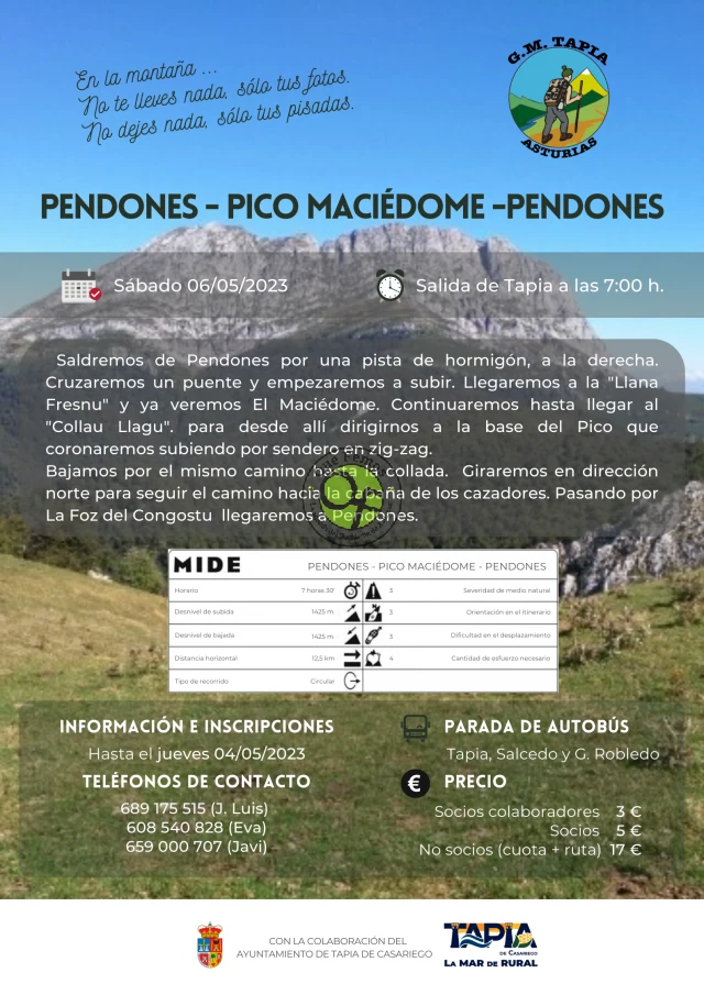 Grupo de Montaña Marqués de Casariego: Pendones-Pico Maciéndome-Pendones