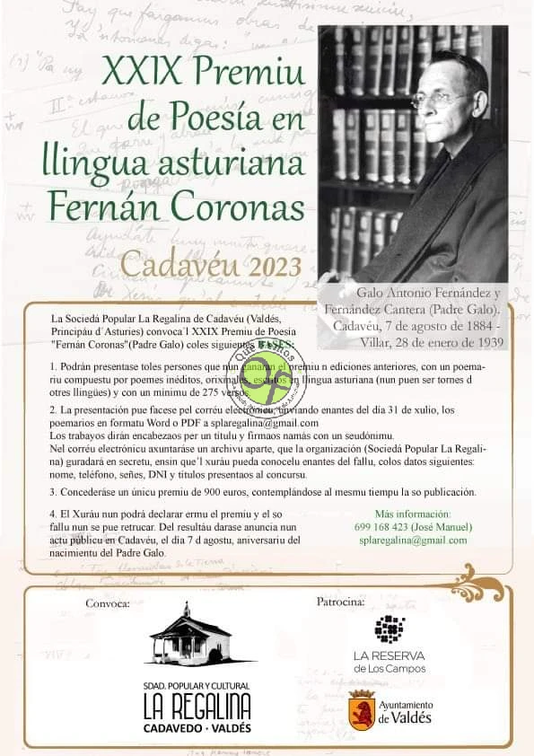 XXIX Premiu de Poesía en llingua asturiana Fernán Coronas