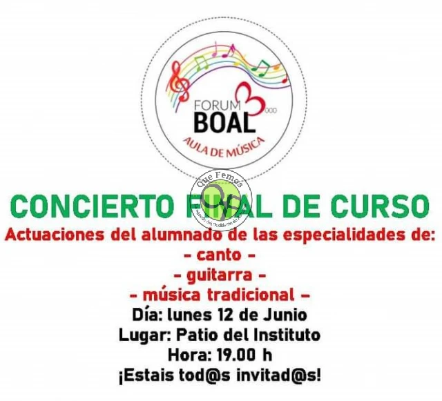 Concierto Final de Curso del alumnado del Aula de Música de Forum Boal