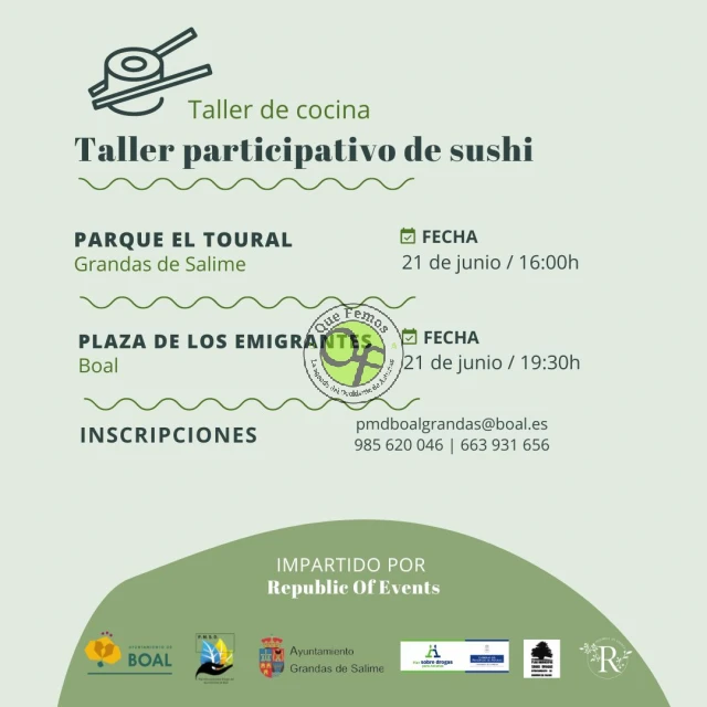 Taller participativo de sushi en Grandas y Boal